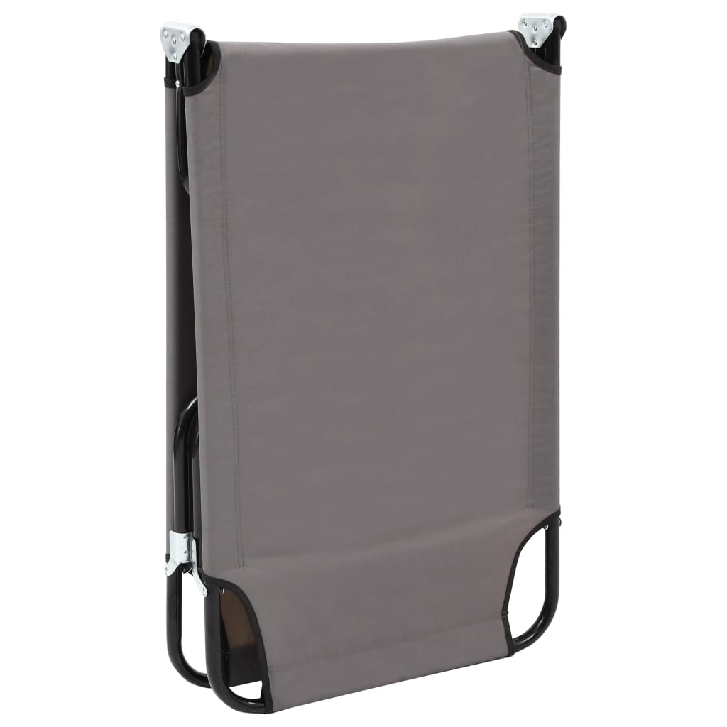 Grey steel folding sun lounger/bed