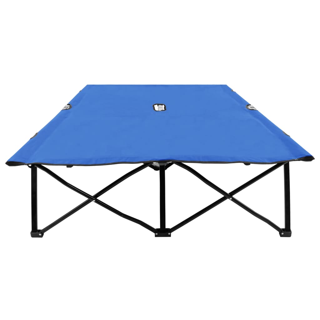 2 person folding sun lounger/bed in blue steel