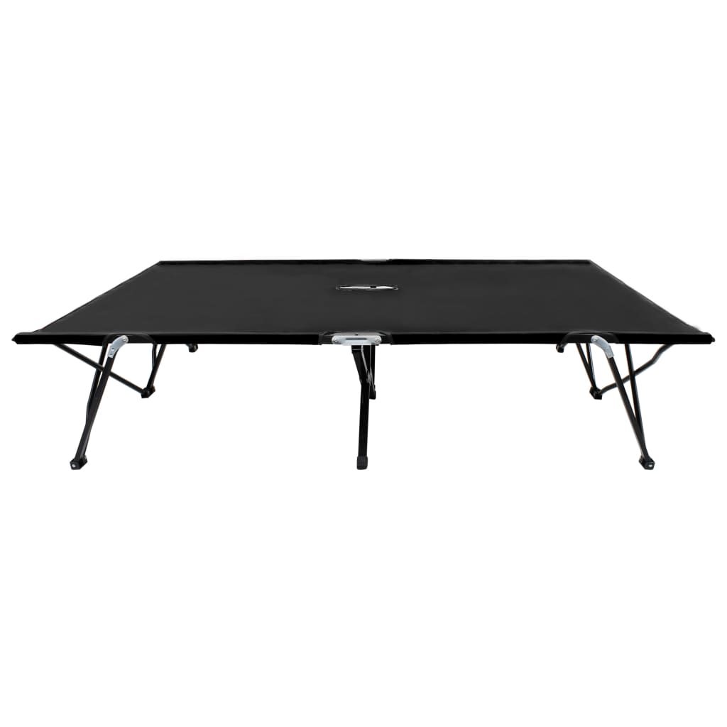 2 person folding sun lounger/bed in black steel