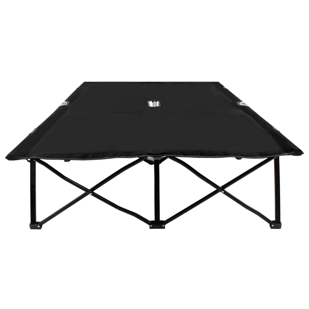 2 person folding sun lounger/bed in black steel