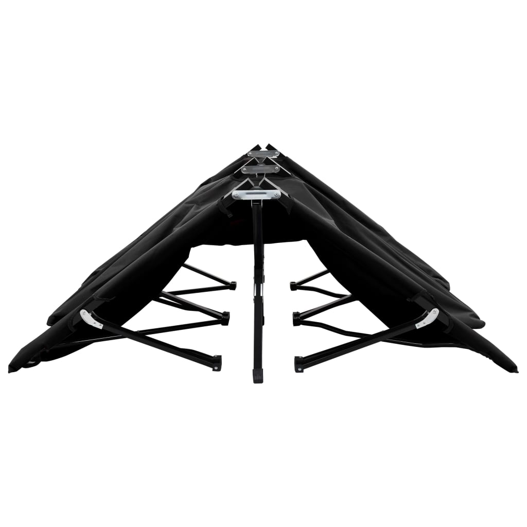 2 person folding sun lounger/bed in black steel