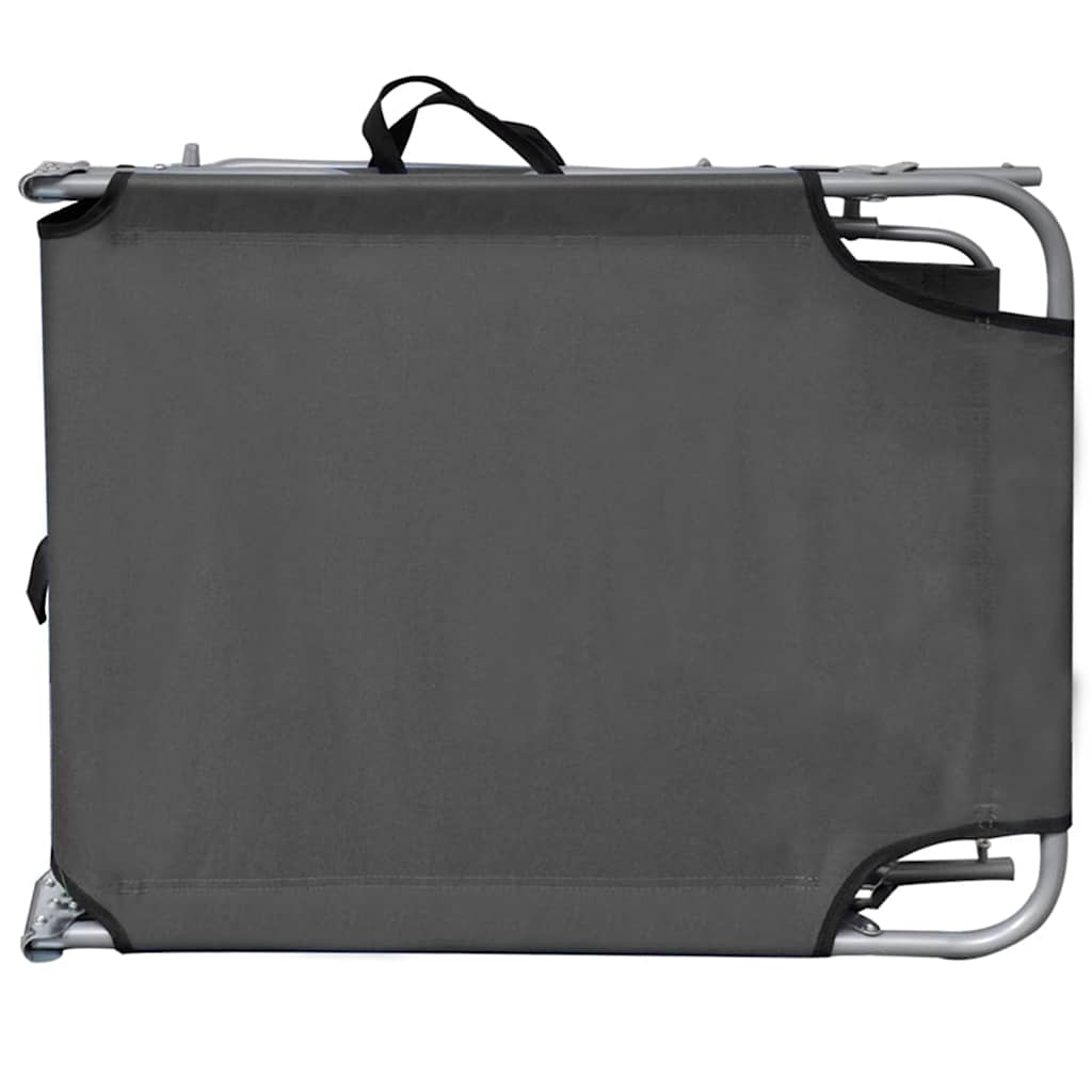 Folding sun lounger with grey aluminum canopy