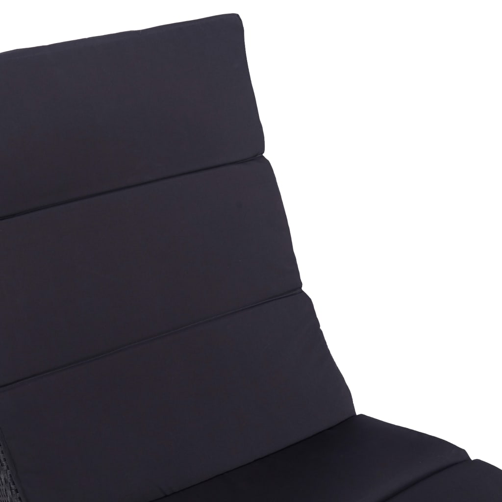 Black PE wicker sun lounger with cushion