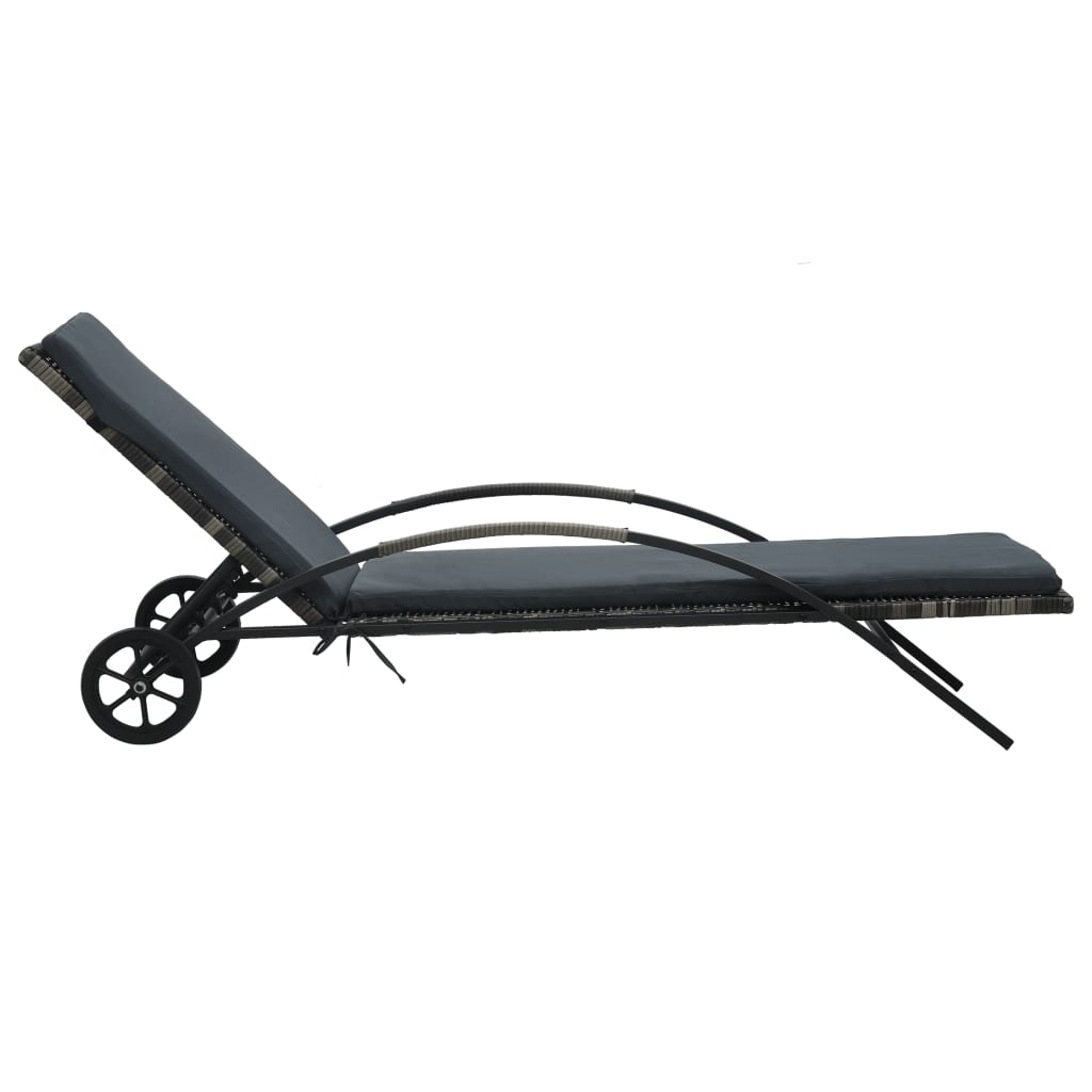 Sun loungers with table in anthracite PE wicker