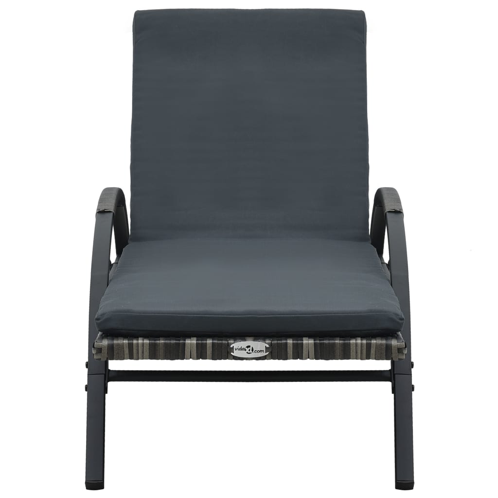 Sun loungers with table in anthracite PE wicker