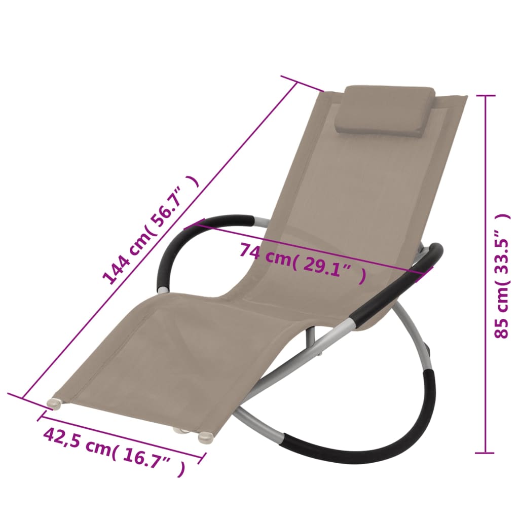 Geometric outdoor sun lounger in grey-brown steel