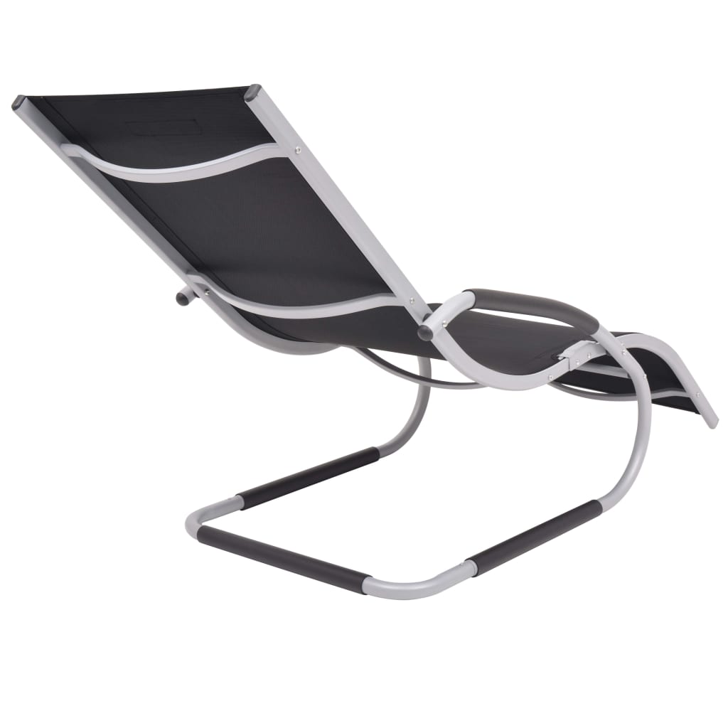 Sun lounger with aluminum and black textilene cushion