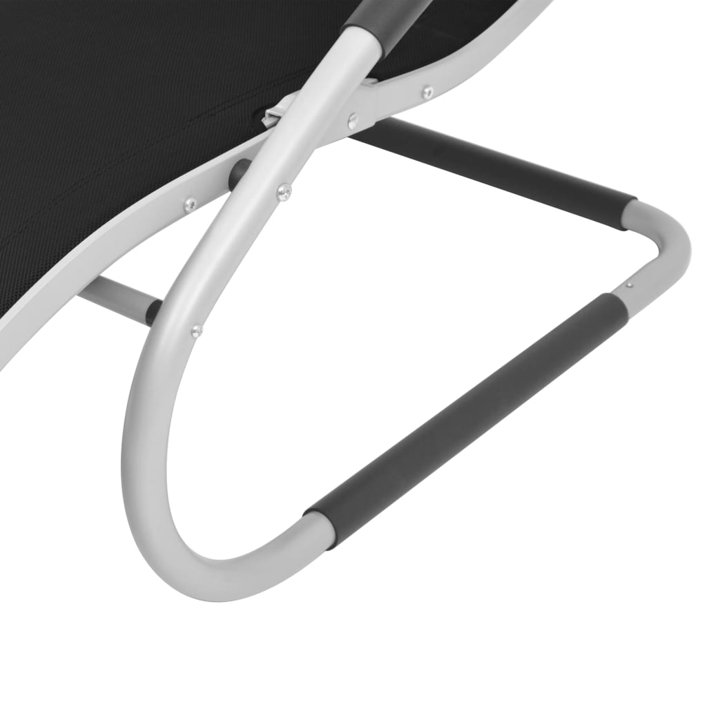 Sun lounger with aluminum and black textilene cushion