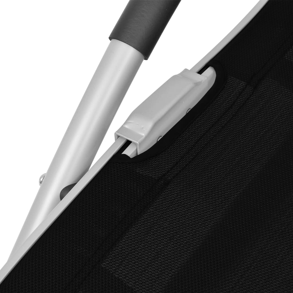Sun lounger with aluminum and black textilene cushion
