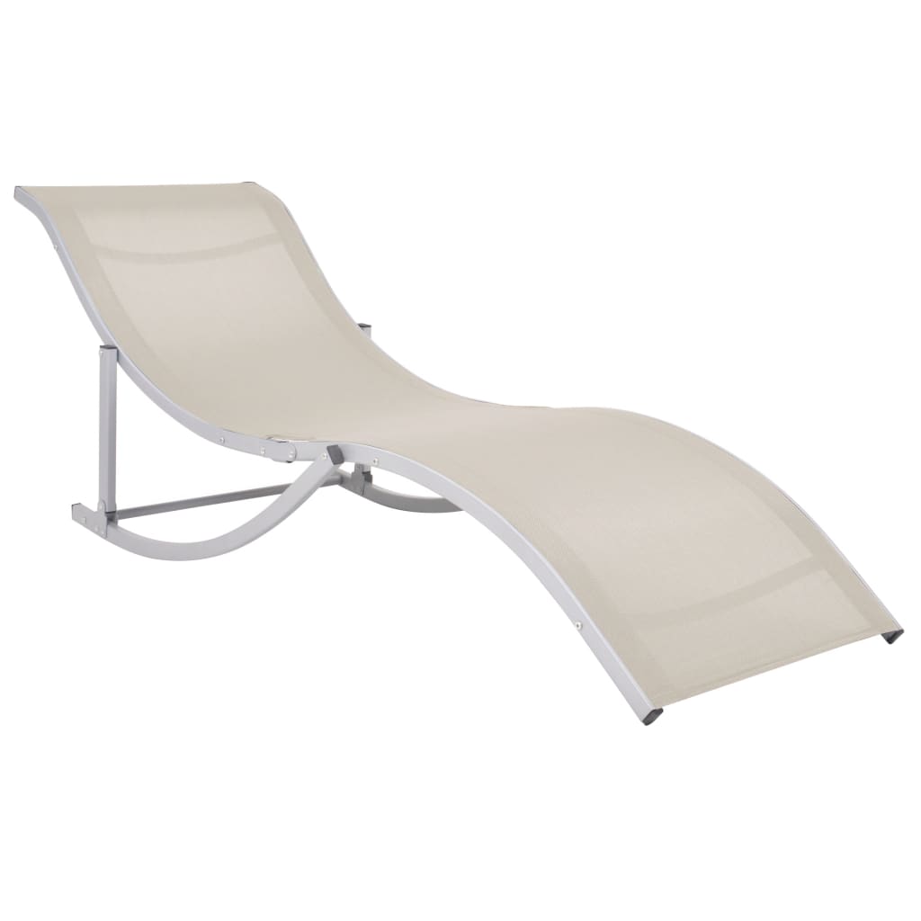 Folding sun loungers 2 pcs textilene cream