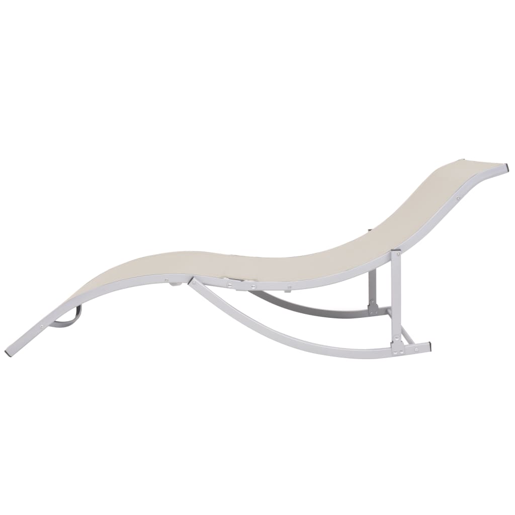 Folding sun loungers 2 pcs textilene cream