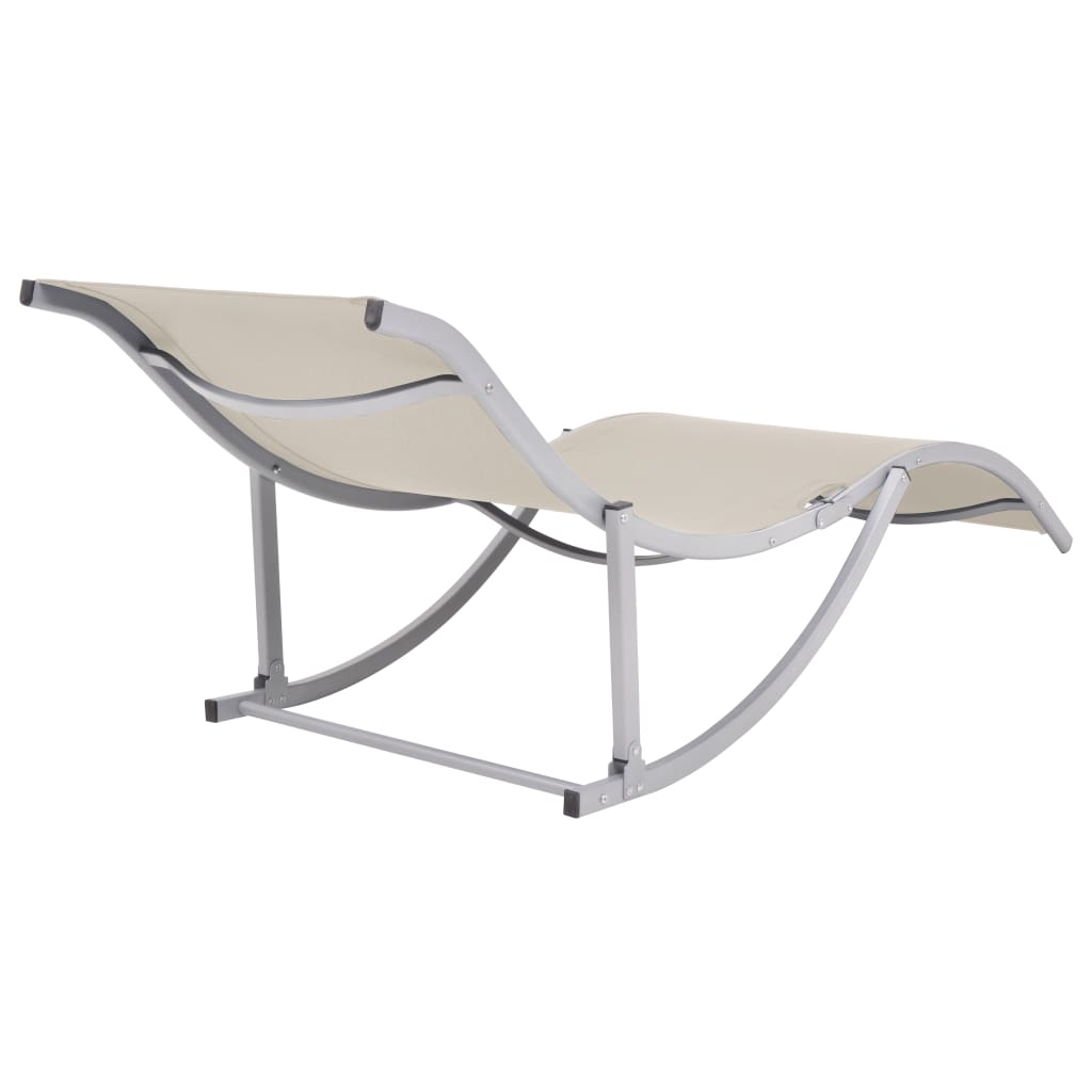Folding sun loungers 2 pcs textilene cream