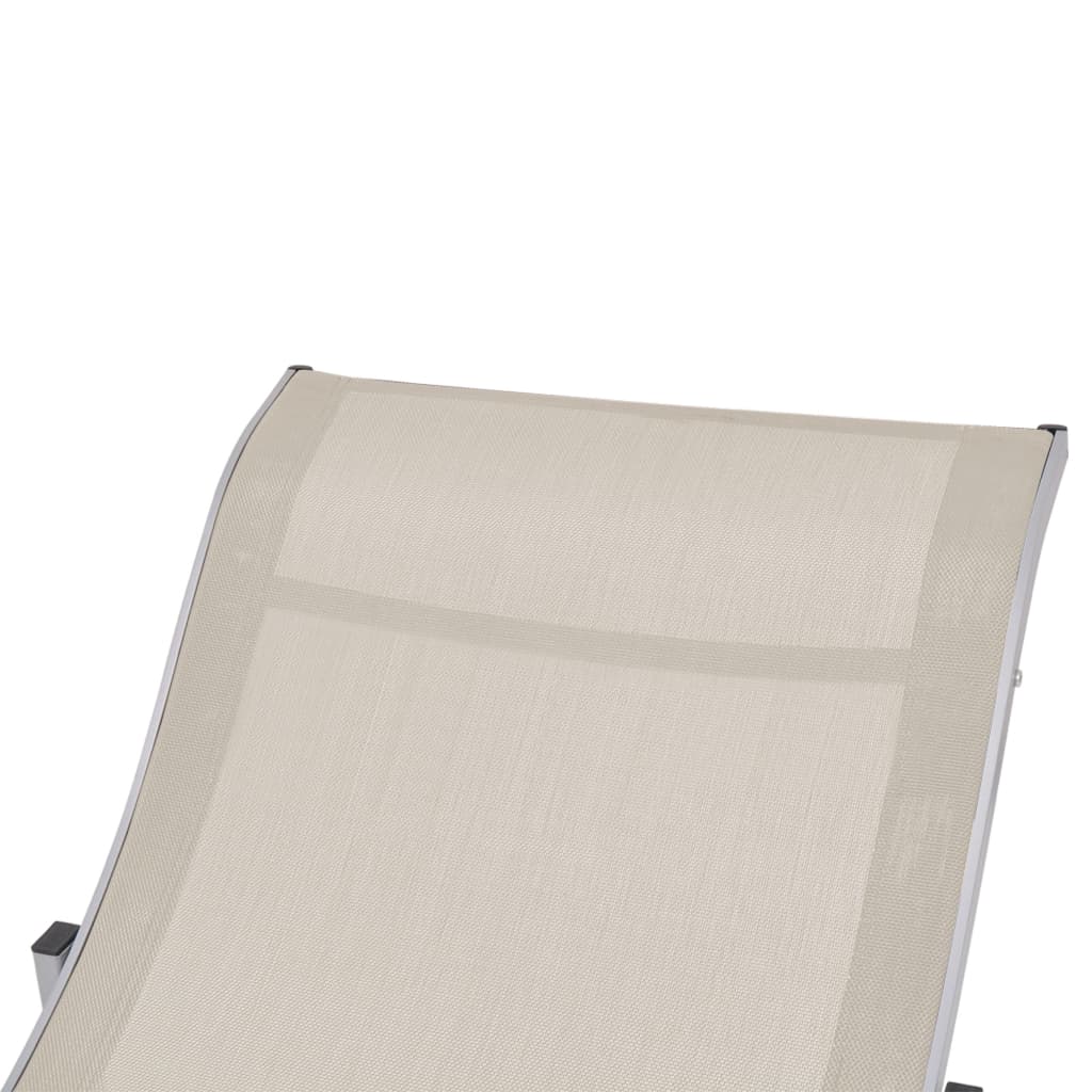 Folding sun loungers 2 pcs textilene cream