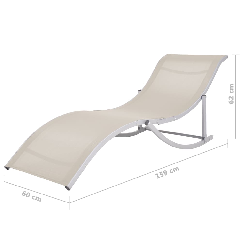 Folding sun loungers 2 pcs textilene cream