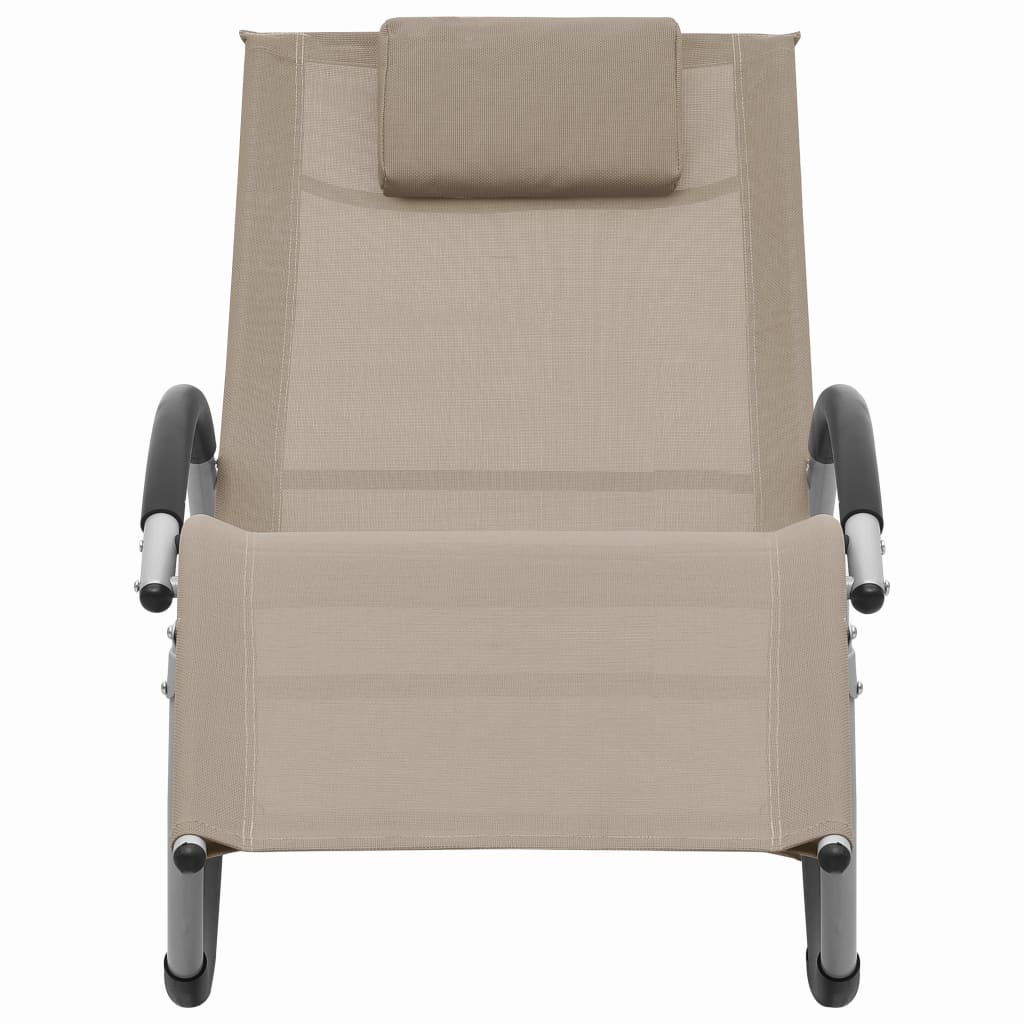 Sun lounger with grey-brown textilene cushion