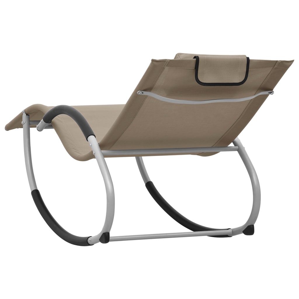 Sun lounger with grey-brown textilene cushion