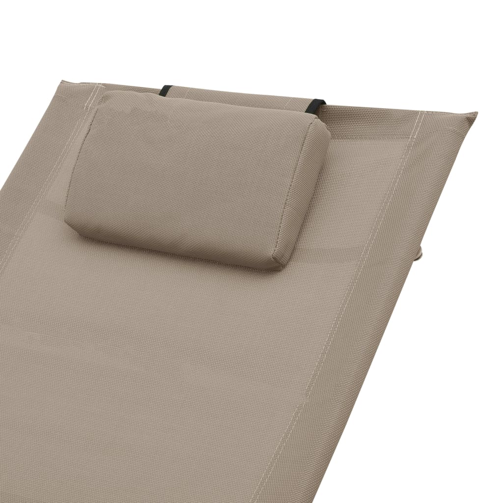 Sun lounger with grey-brown textilene cushion