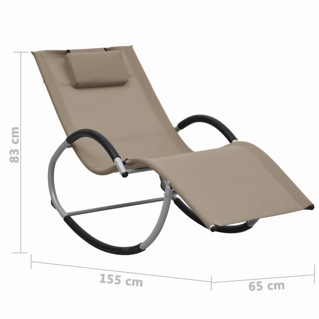 Sun lounger with grey-brown textilene cushion