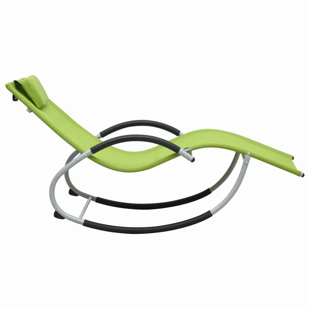 Sun lounger with green textilene cushion