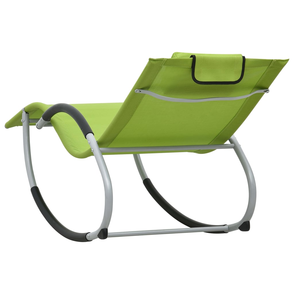 Sun lounger with green textilene cushion