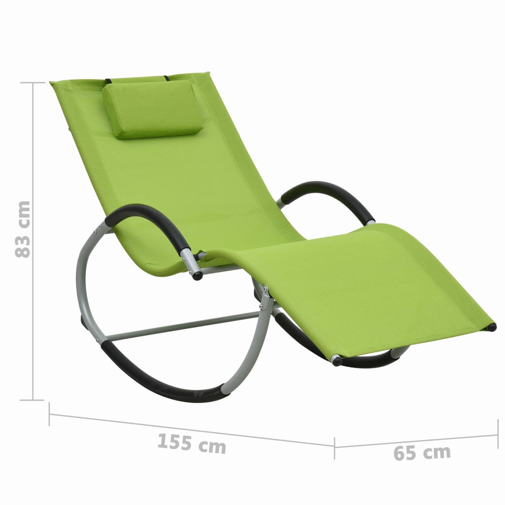 Sun lounger with green textilene cushion