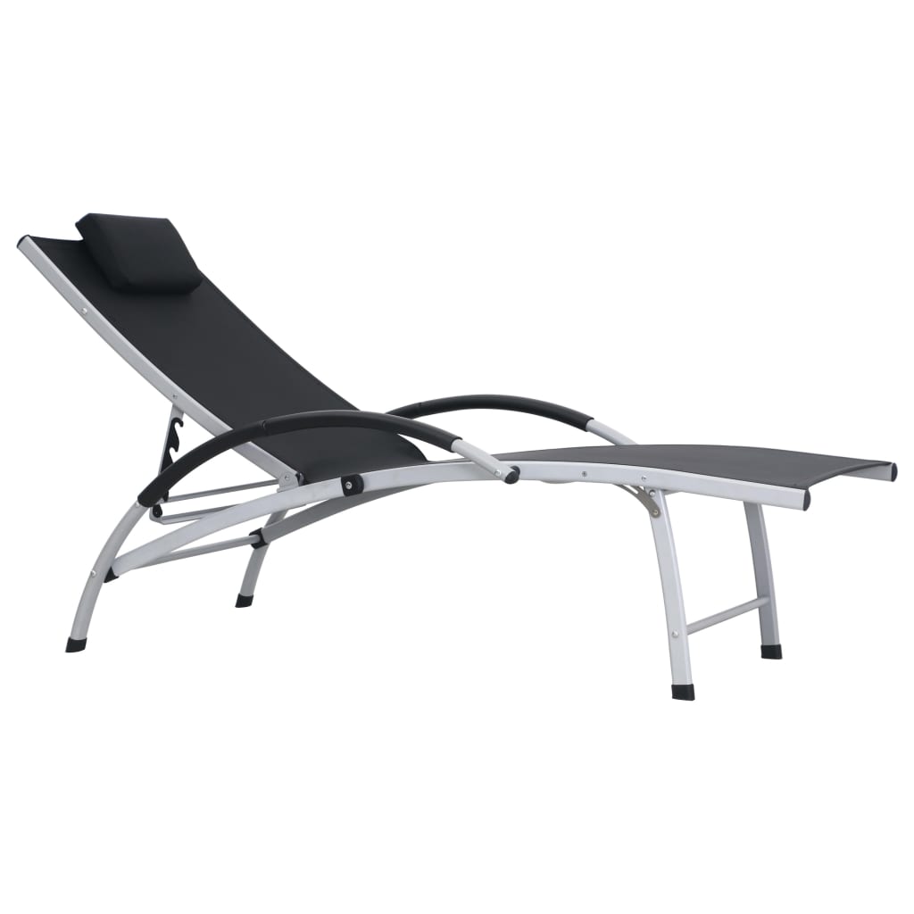Black textilene aluminum sun lounger