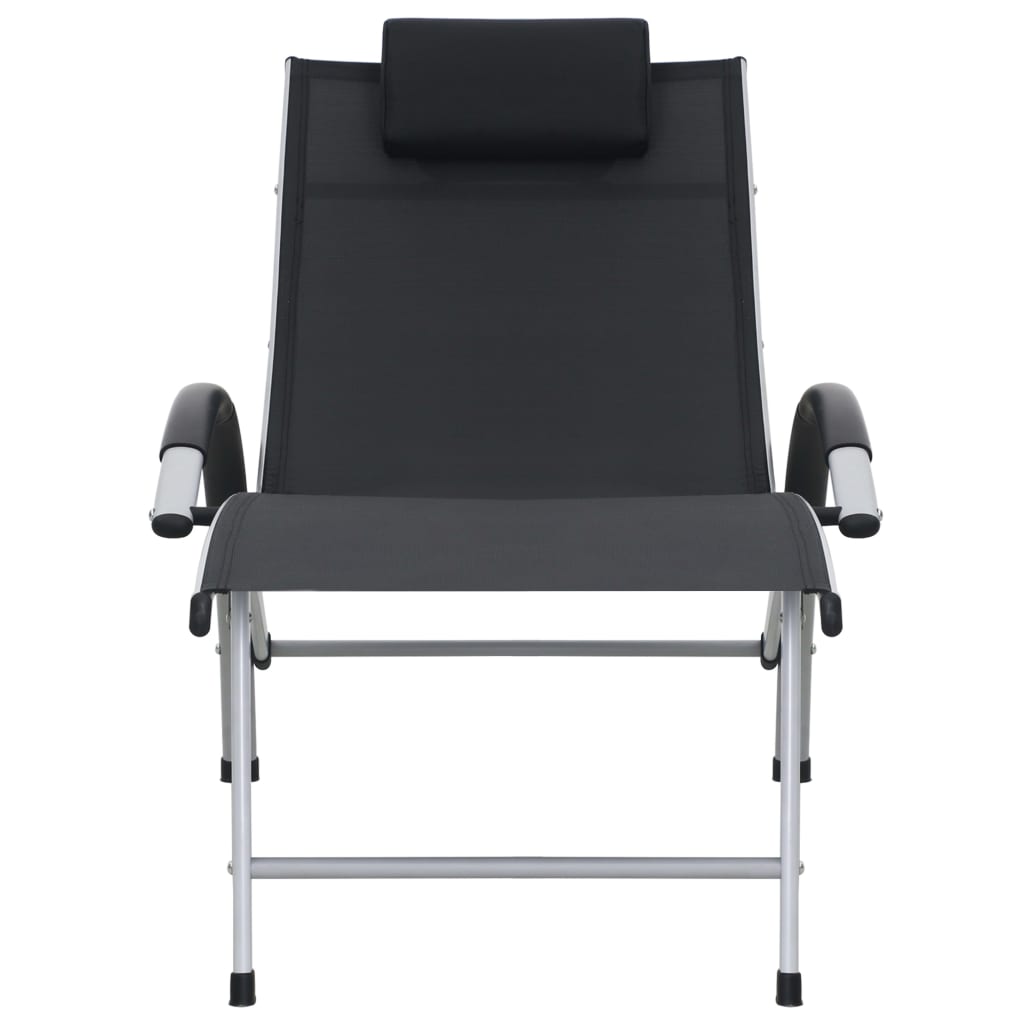 Black textilene aluminum sun lounger
