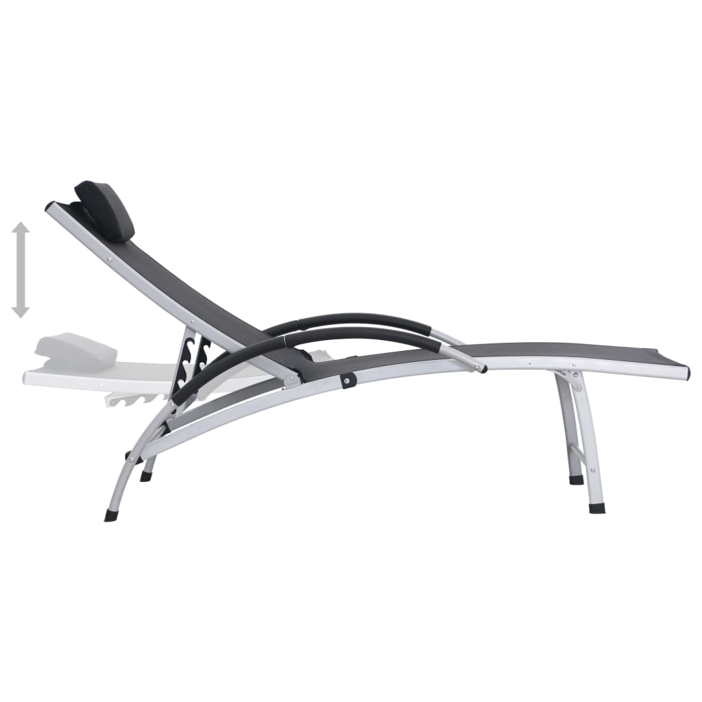 Black textilene aluminum sun lounger