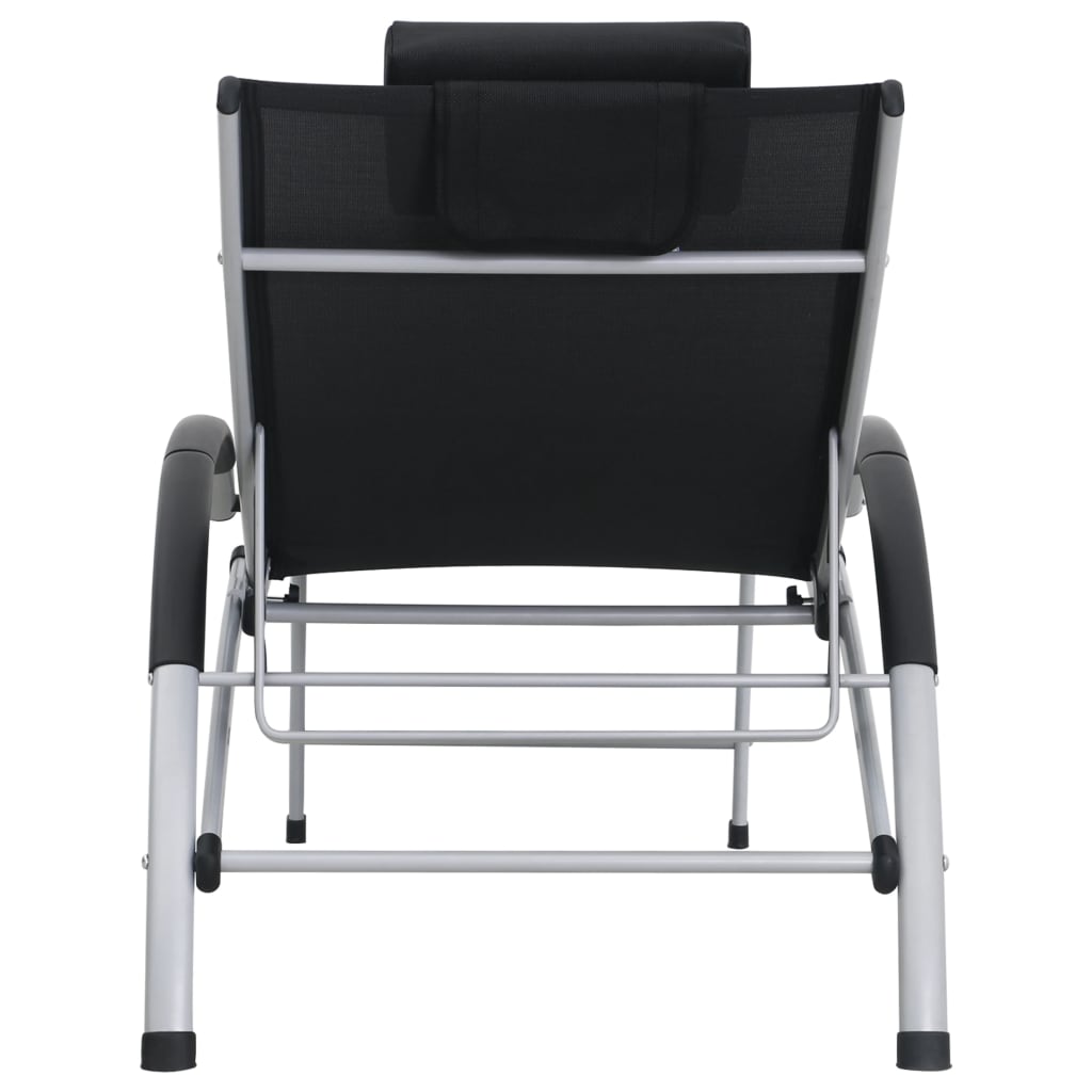 Black textilene aluminum sun lounger