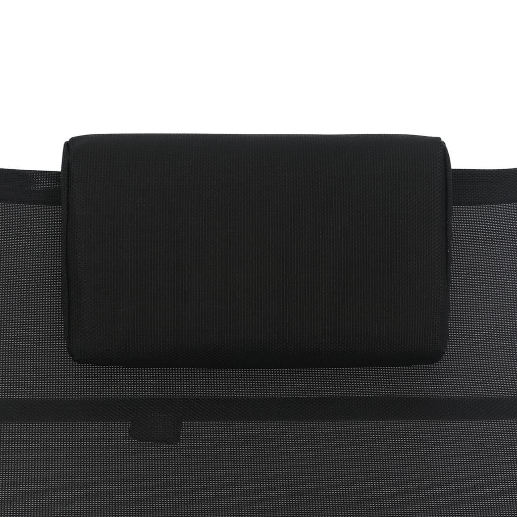 Black textilene aluminum sun lounger