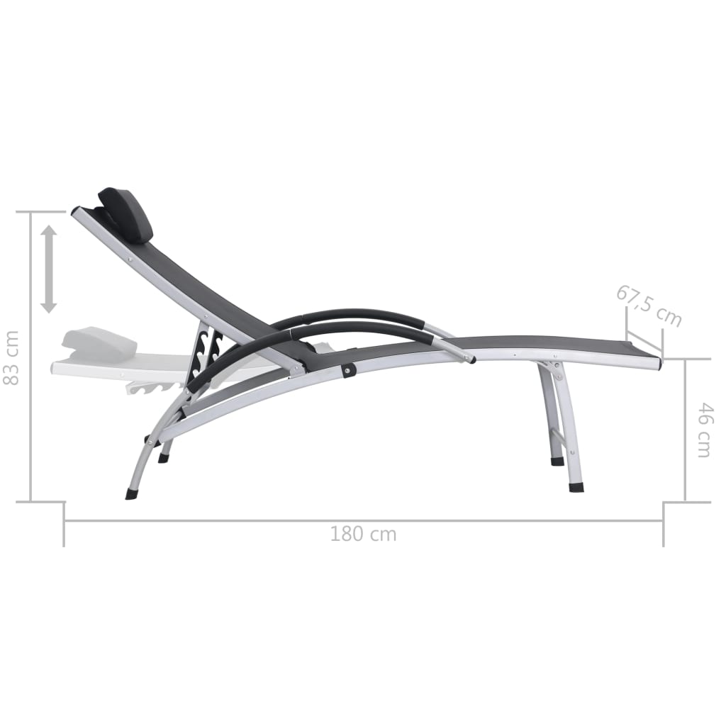 Black textilene aluminum sun lounger
