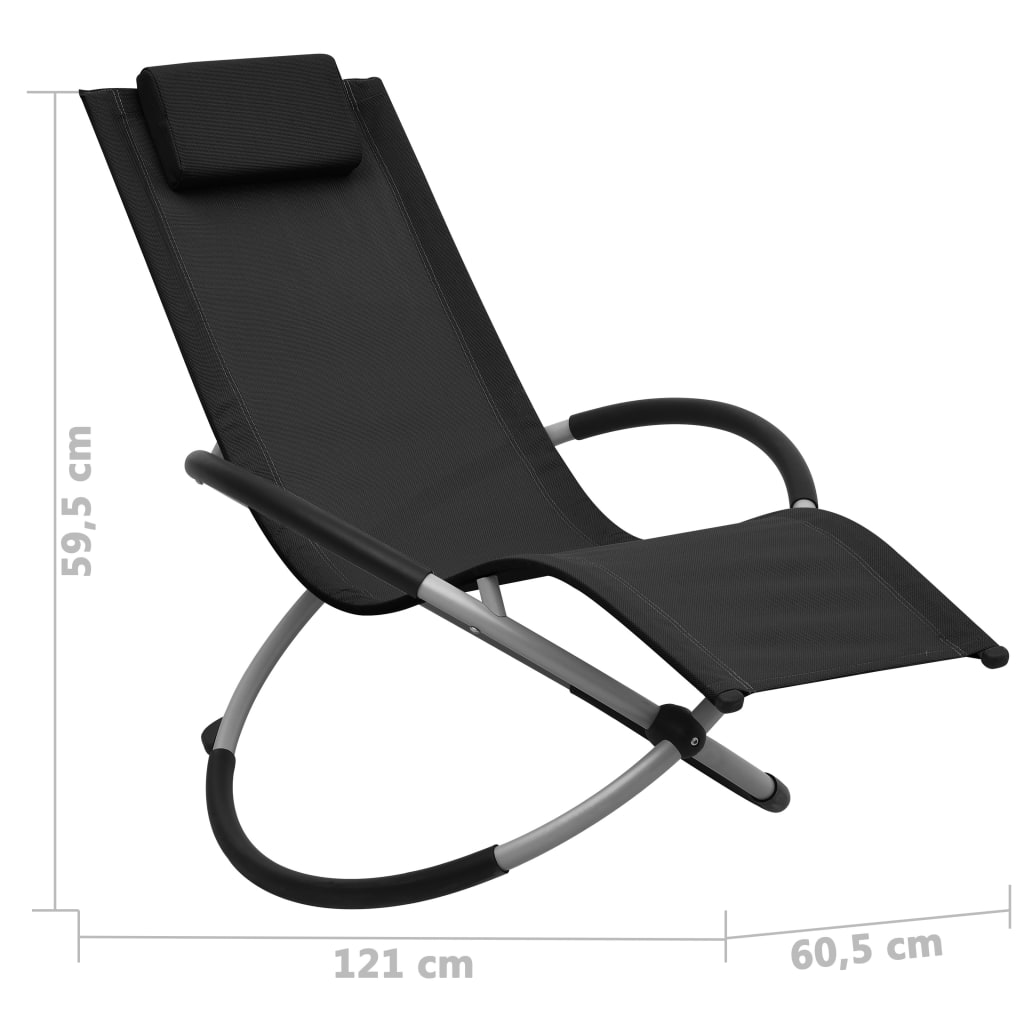 Espreguiçadeira para crianças aço preto
