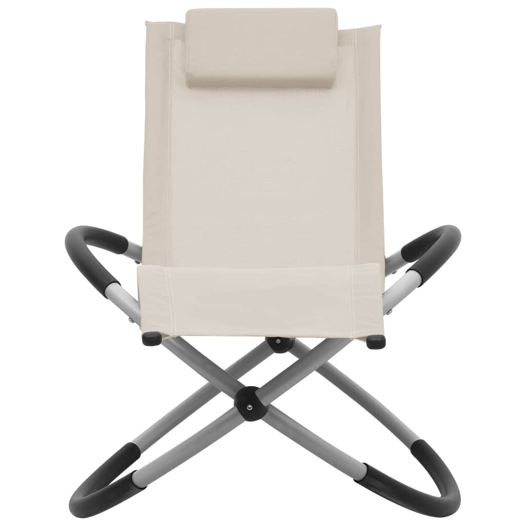 Cream-colored steel children's sun lounger