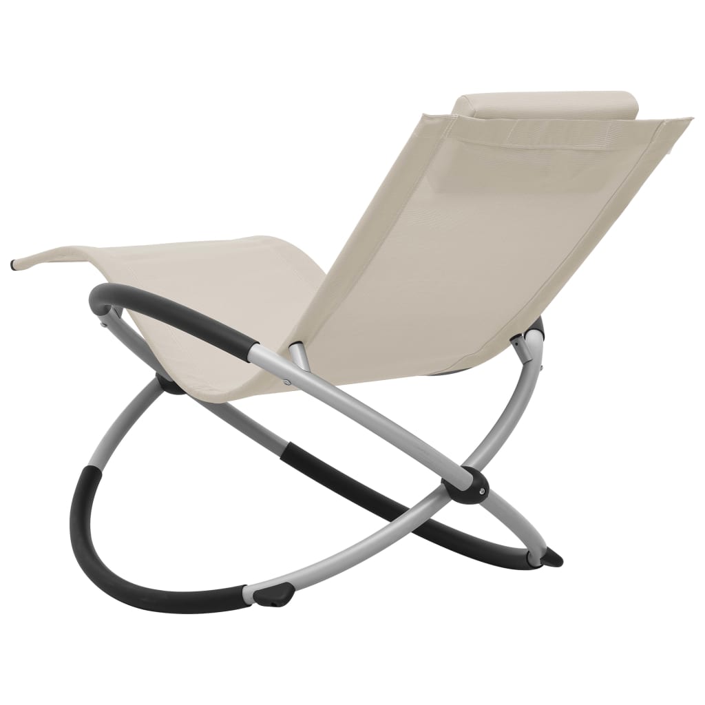 Cream-colored steel children's sun lounger