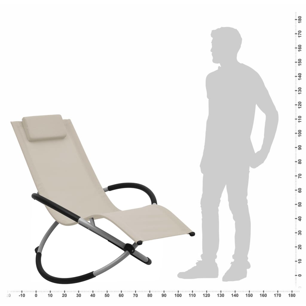 Cream-colored steel children's sun lounger