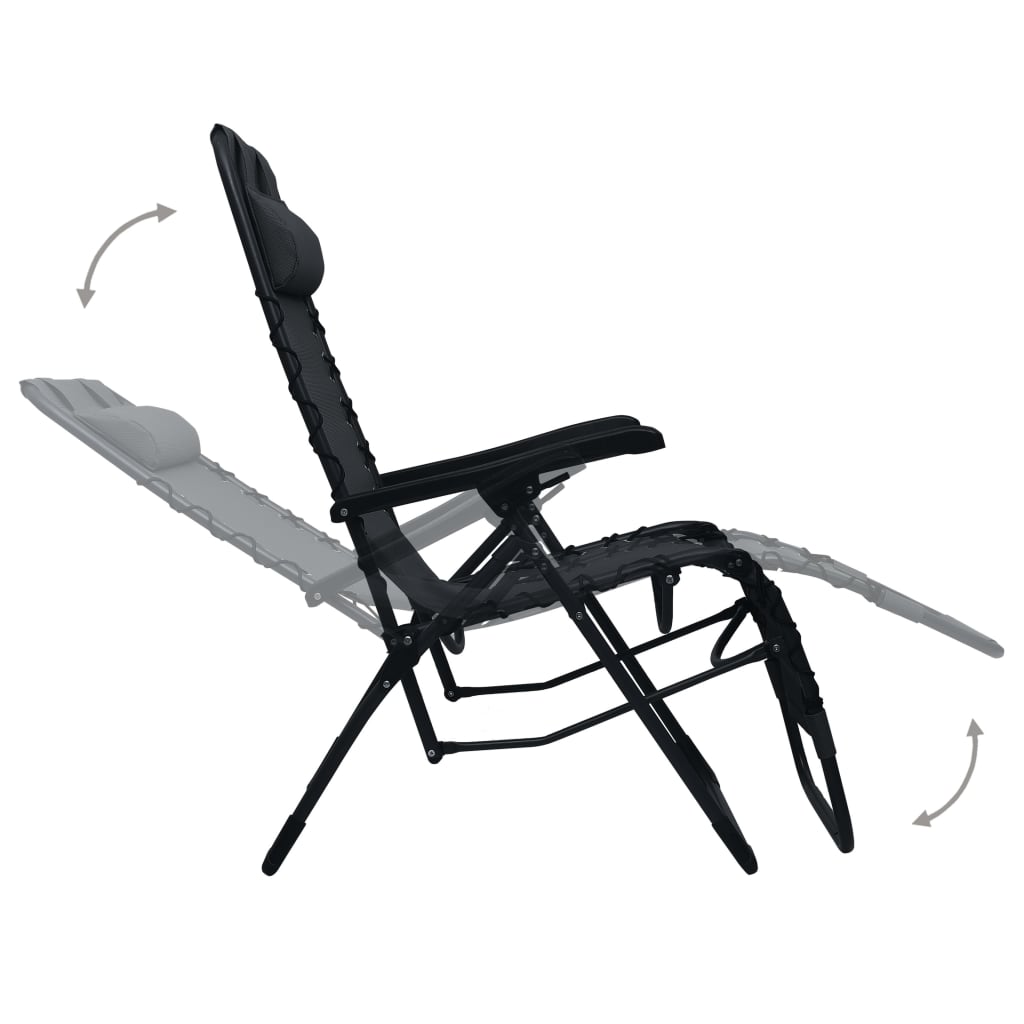 Cadeira de pátio dobrável textilene preto
