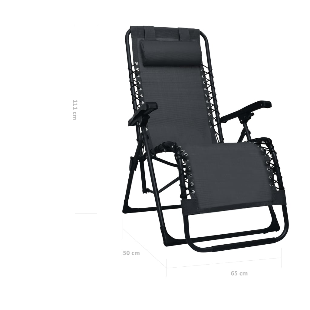 Cadeira de pátio dobrável textilene preto