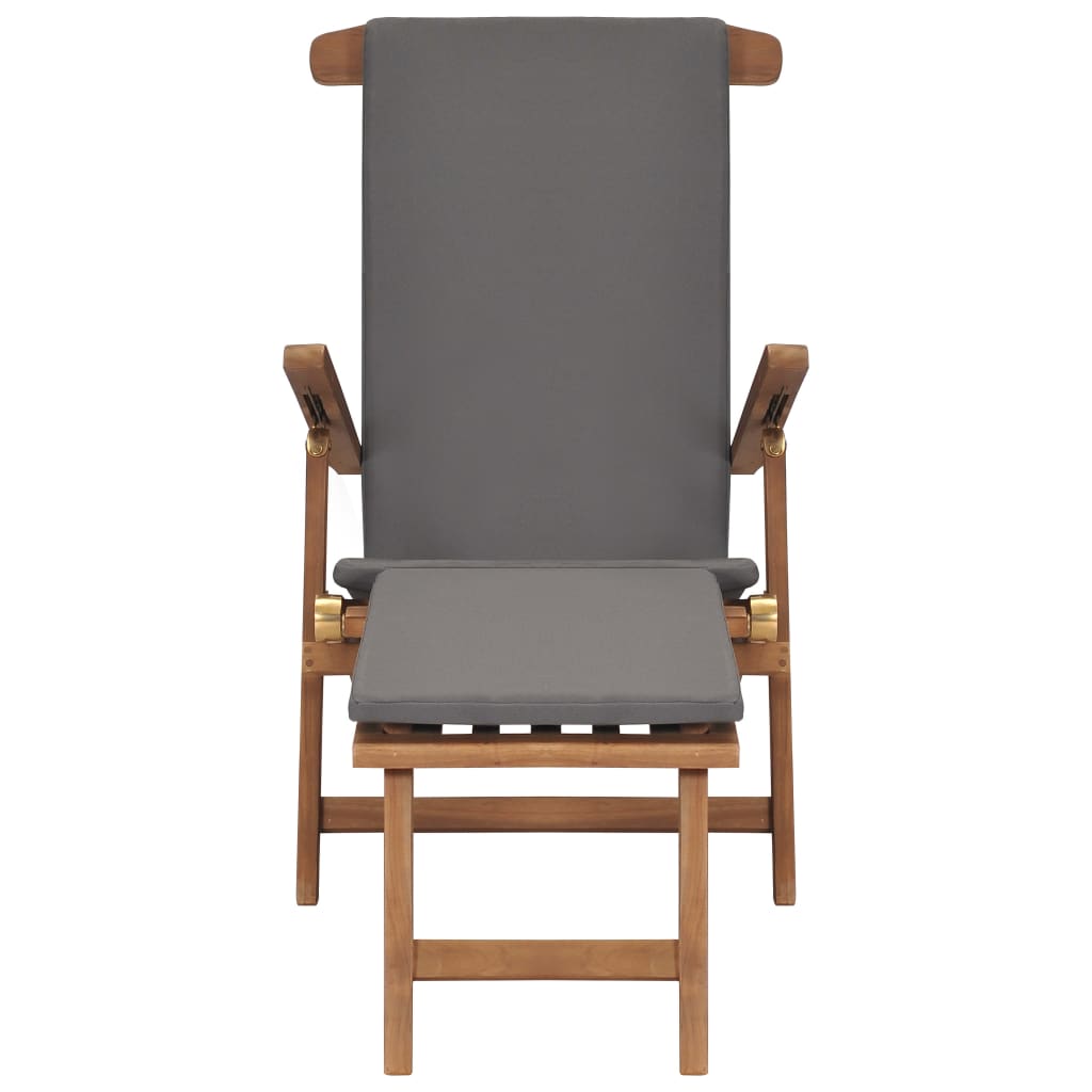 Sun lounger with dark grey solid teak cushion