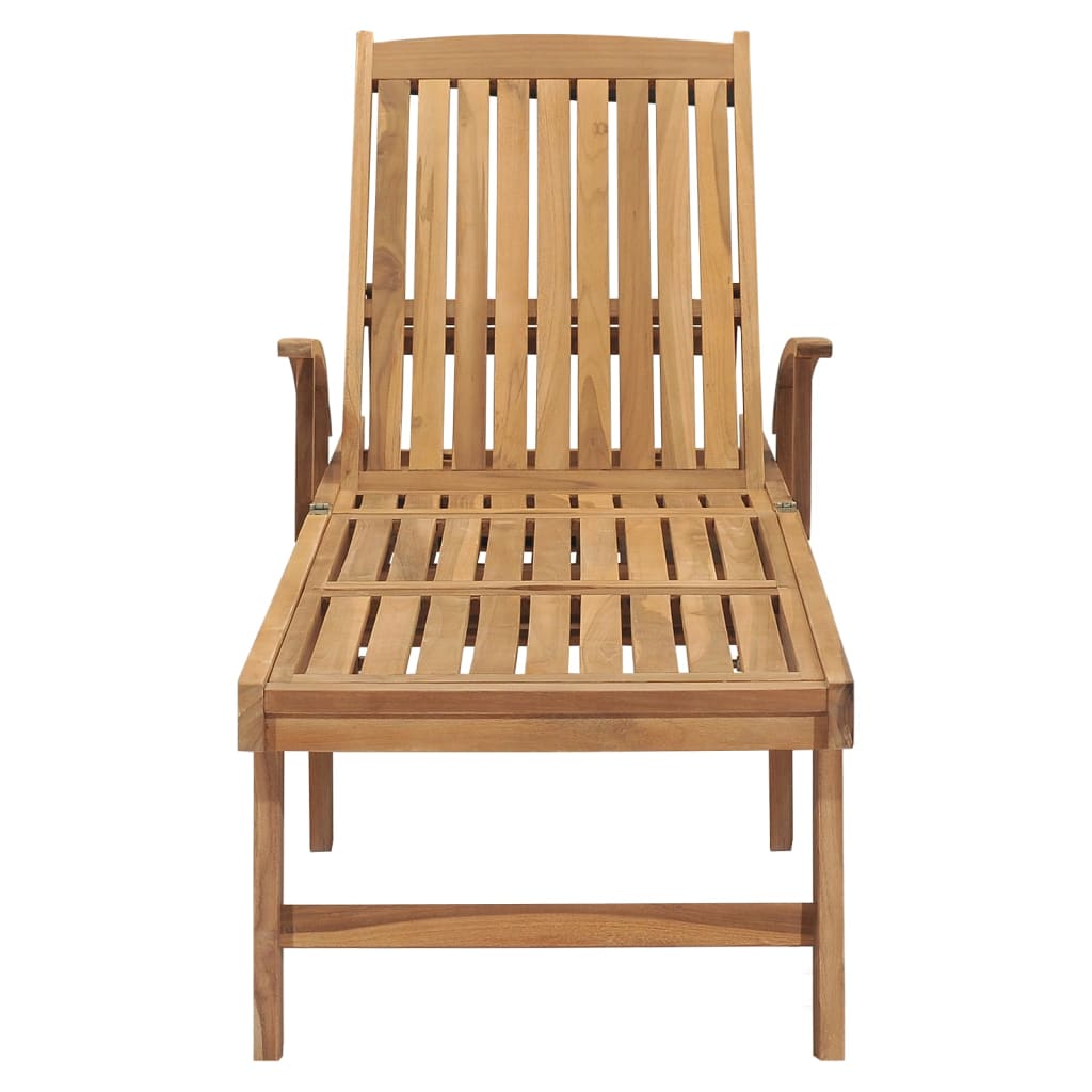 Sun lounger with table in solid teak wood