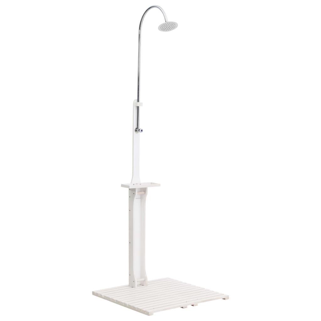 White wooden garden shower