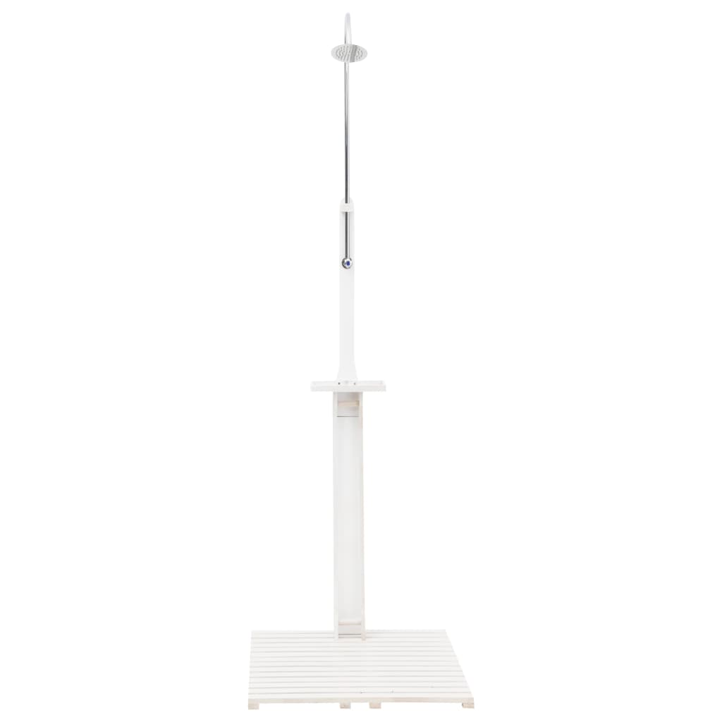 White wooden garden shower