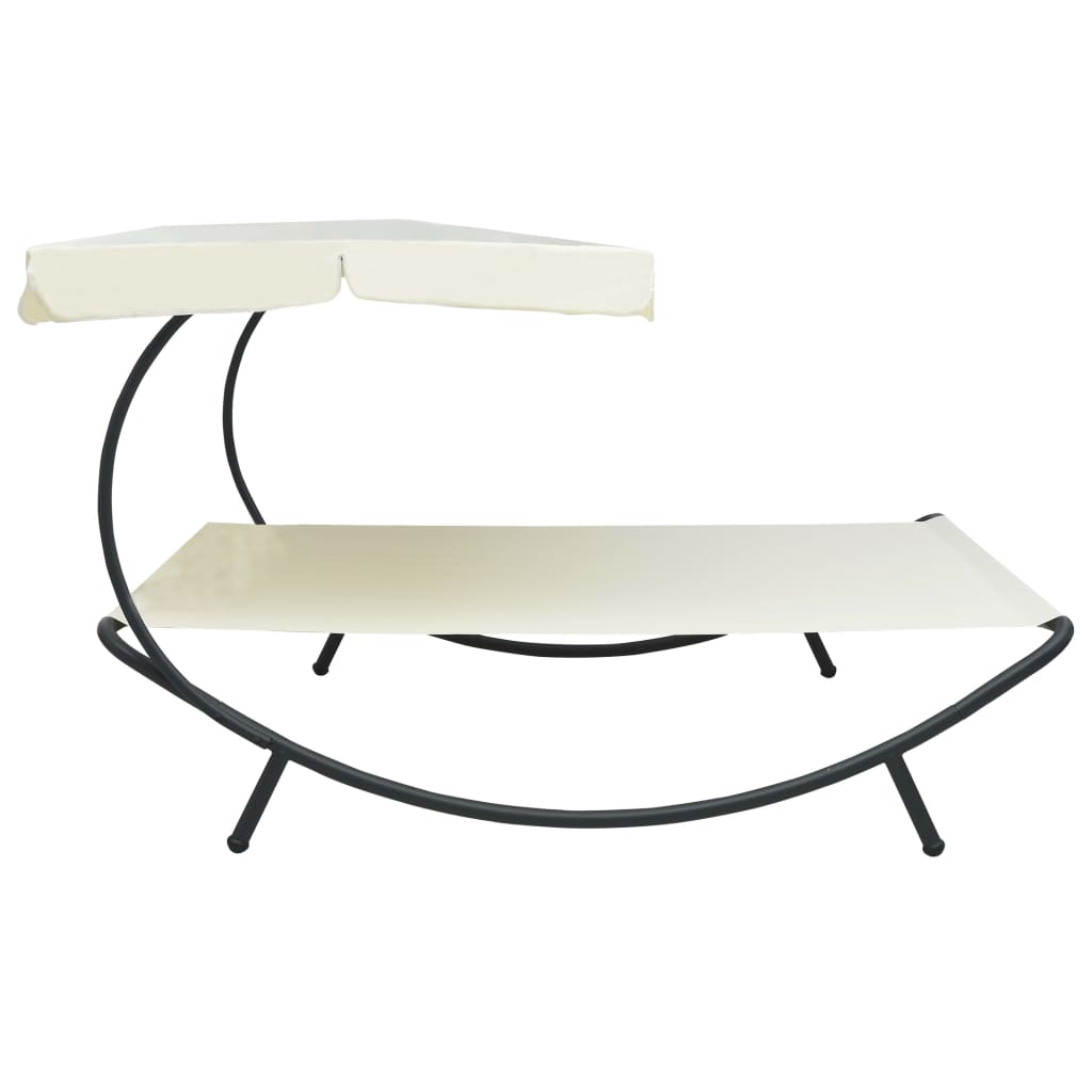 Espreguiçadeira de jardim com toldo branco nata