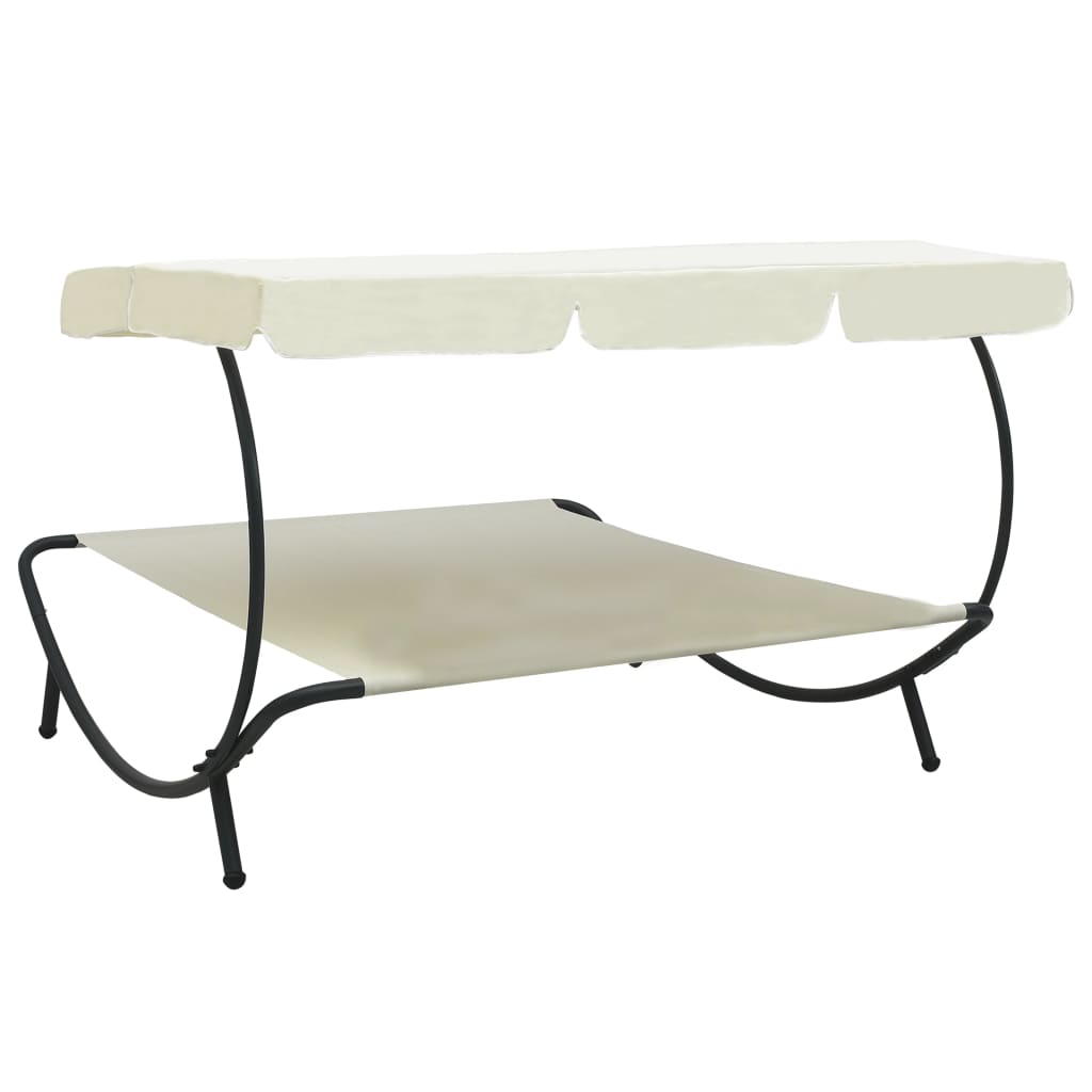 Espreguiçadeira de jardim com toldo branco nata