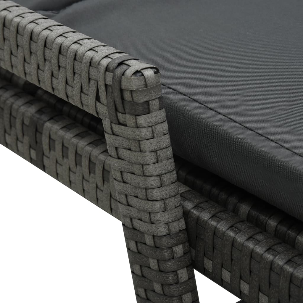 Grey PE wicker sun lounger with cushion