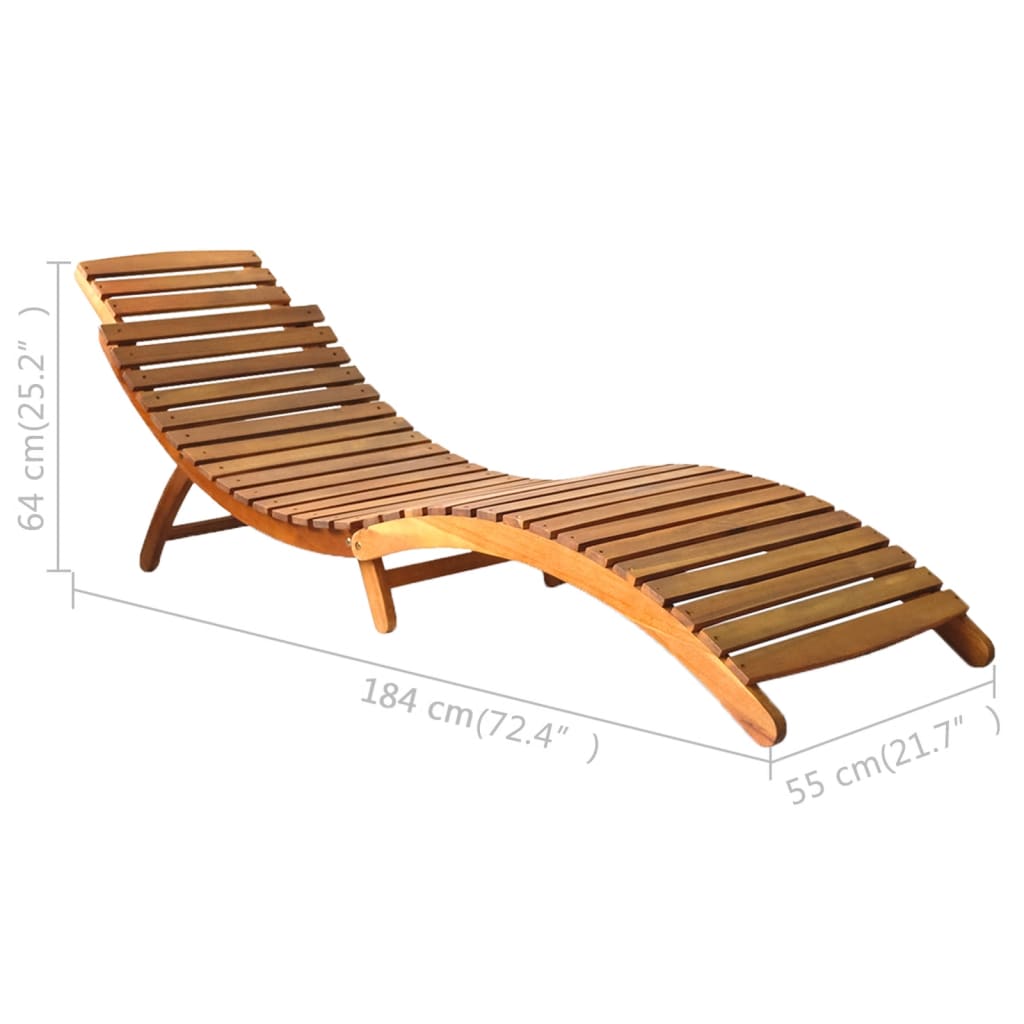 Brown solid acacia wood sun lounger