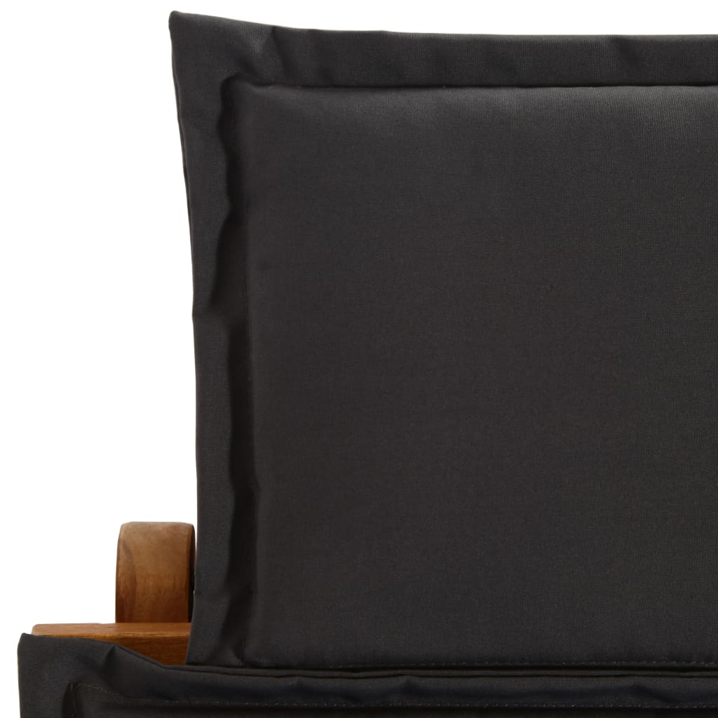Sun lounger with dark grey solid acacia cushion