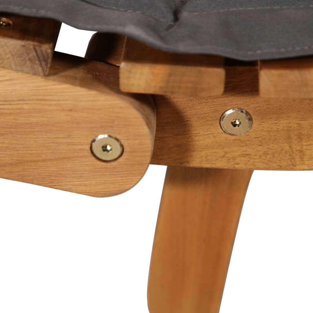 Sun lounger with dark grey solid acacia cushion