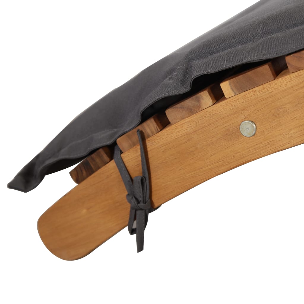 Sun lounger with dark grey solid acacia cushion