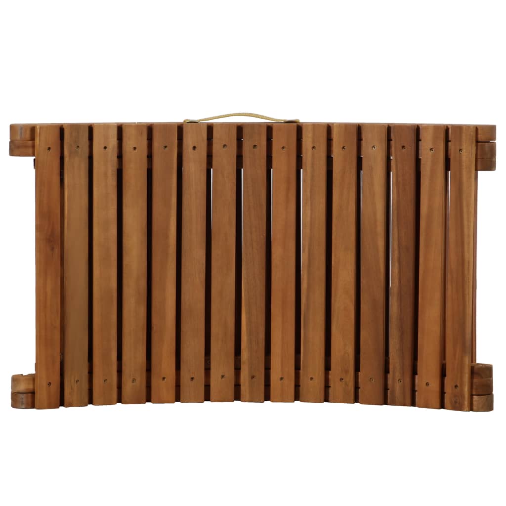 Sun lounger with cushion in solid acacia wood, cream colour