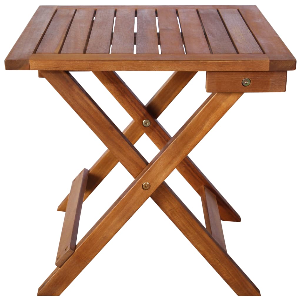 Sun lounger with table in solid acacia wood, brown